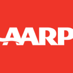AARP Logo in white color on red background