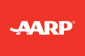 AARP Logo in white color on red background